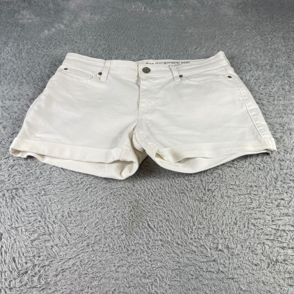 Gap Sexy Boyfriend Shorts Womens 6/28 White Denim Cuffed Stretch Summer Casual